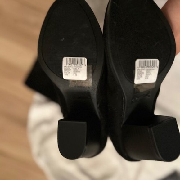 NEW size 51/2 5 1/2  womens black faux leather boots winter fall five half heel - Picture 4 of 5